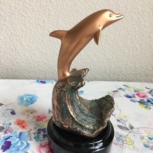 Donjo dolphin sculpture copper nautical decor